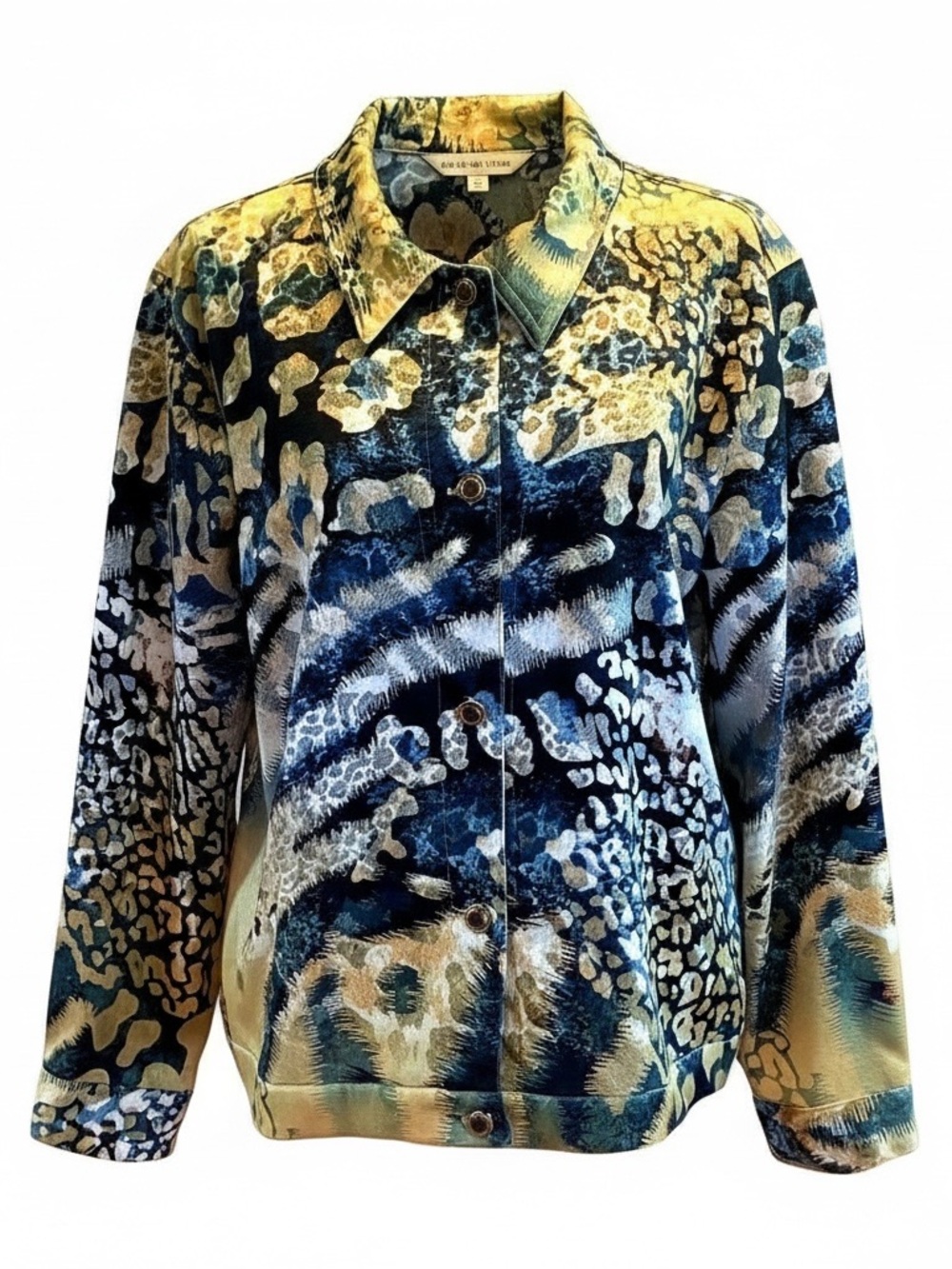 Impulse California Womens Yellow Blue Collared Button Long Sleeve Large Jacket